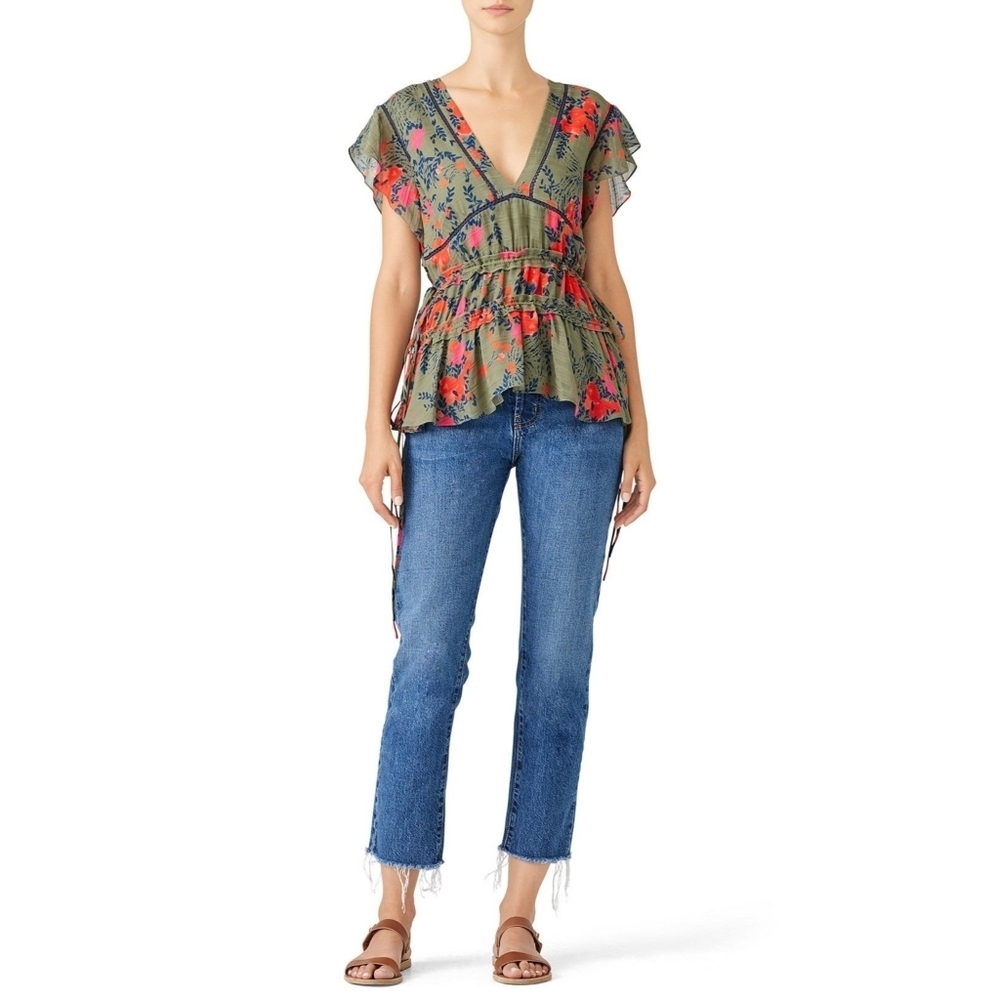 Tanya Taylor Stassi 100% Silk Floral Top Size 2